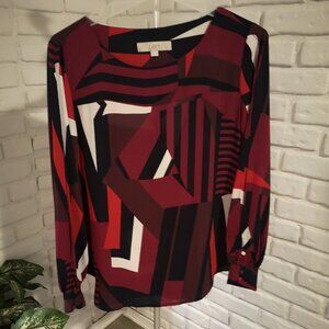 Loft Ladies Long Sleeve Round Neck Rounded Hem Blouse / Tunic